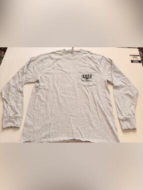 Haddad’s Film Production Long Sleeve Pocket Tee Large Gray Crew Shirt